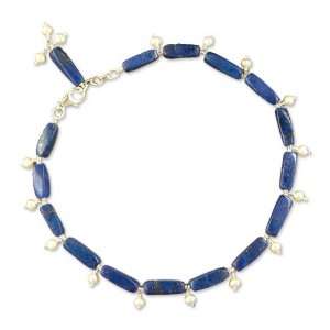  Pearl and lapis lazuli anklet, Midnight Blue Jewelry