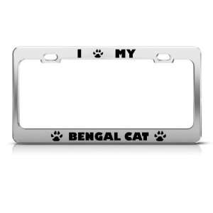 Bengal Cat Chrome Animal license plate frame Stainless Metal Tag 