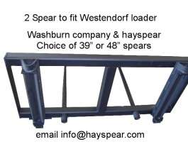 Hay bale stacker 2 spears 39 fits Westendorf tractor loader