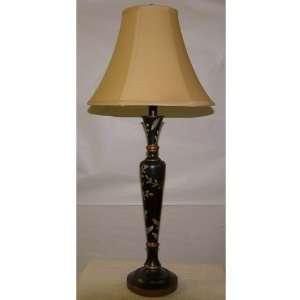  Table lamp black finish silk shade french beige