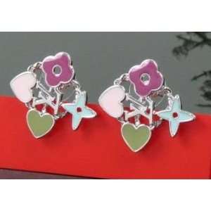  Designer inspired Silver plated multicolor FLOWER earrings 