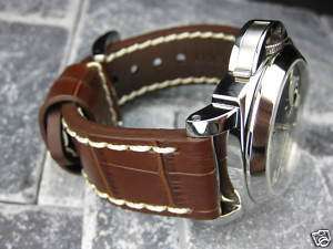 BIG GATOR 24mm LEATHER STRAP Band Fit PANERAI Buckle 24  