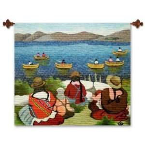    Wool tapestry, Women Farmers at Lake Titicaca