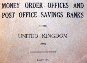 POST OFFICE SAVINGS BANKS United Kingdom List Book 1947  