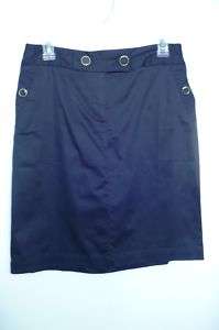 CHRISTOPHER & BANKS navy stretch cotton SKIRT 4 buttons  