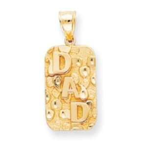  14k Gold NUGGET DAD DOGTAG Charm Jewelry