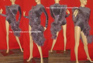 PEACOCK DRAG QUEEN CABARET FEATHER LATIN DRESS M47  