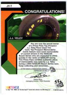   Press Pass Top Prospects Memorabilia Race Tire Rubber /350 Card  