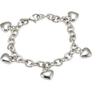    Amalfi Stainless Steel Heart Charm Womens Bracelet Jewelry