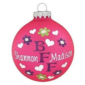  Personalized Pink BFF Glass Ornament