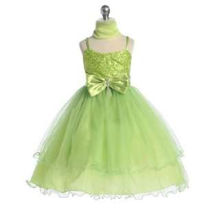  Green Sparkle Mesh Tier Dress Size 12   20105GRN 