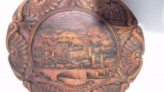 black forest wood plate souvenir Heidelberg old carved  
