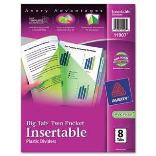 Avery Big Tab Two Pocket Insertable Plastic Dividers, 8 Tab Set, 1 