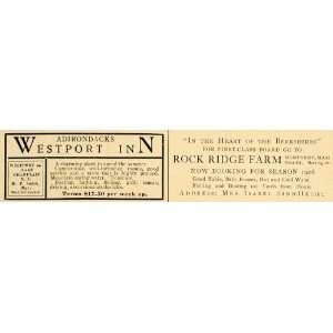  1906 Ad Westport Inn Hotel Adirondacks Rock Ridge Farm 