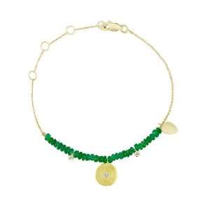 Meira T Solid 14K Yellow Gold Diamond Circle & Emerald Beads Chain 
