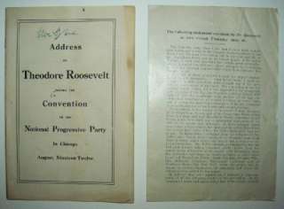 c1912 15 PROGRESSIVE BULL MOOSE PARTY LOT, TEDDY ROOSEVELT AND BOSTON 