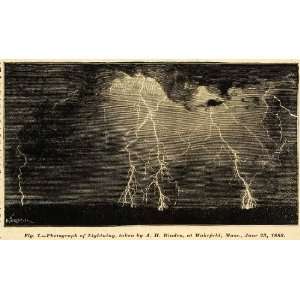 1889 Print Lightning Strikes Bolt Storm A. H. Binden Wakefield MA 