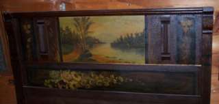 Painted Pine Victorian Cottage Bed, Landscape Scene + original owners 