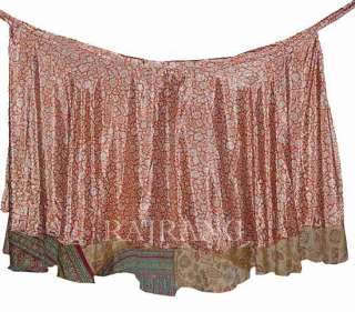   printed rayon silk sari reversible two layer long wrap around skirt