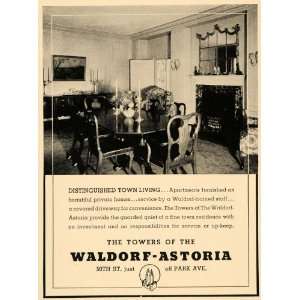 1936 Ad Waldorf Astoria Tower Apartments Luxury Lodge   Original Print 