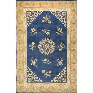  Harmony Royal blue floral pattern with beige floral border 