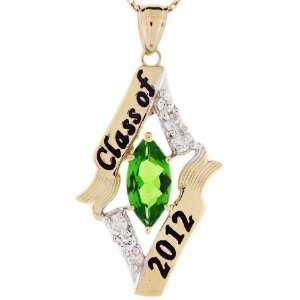    10k Gold August Birthstone 2012 Class Graduation Charm Jewelry