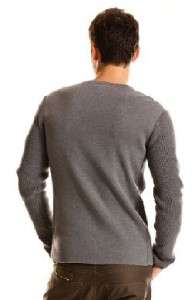 Armani Exchange men zipper trim thermal sweater long sleeve gray shirt 