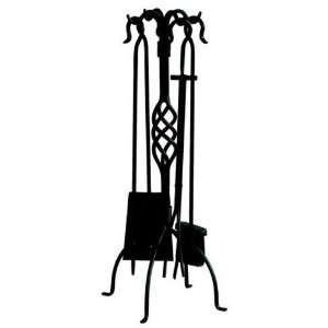  UniFlame 5 Pieces Black Wrought Iron Fire Set with Center 