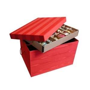 Ultimate Christmas Ornament Box   Red Moire Stripe
