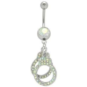  Dangle Hand Cuffs Belly Ring with Opal Cz Gems Jewelry