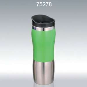   Home 15 oz Stainless Steel Travel Mug with Green Band