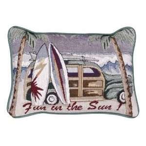  Fun In The Sun and Surf Decorative Tapestry Toss Pillow 