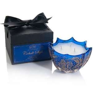  D.L. Company Venetian Rose Scallop Candle   Cobalt