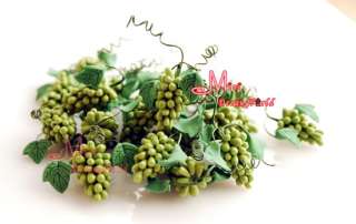 Dollhouse Miniature Fruit A bunch of green grape leaves  