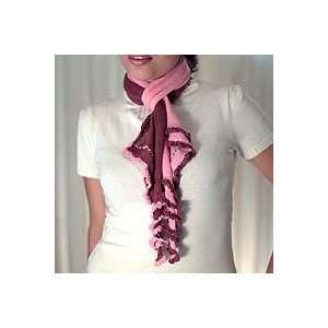    NOVICA 100% alpaca wool scarf, Rose Winter