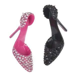  Pack of 12 Fashion Avenue Pink and Black Pump Shoe 