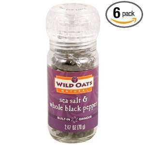 Wild Oats Natural Sea Salt & Whole Black Pepper, 2.47 Ounce Jars with 