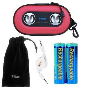 com iKross Portable Amplified Stereo Speaker Case (Red) + Black Mesh 