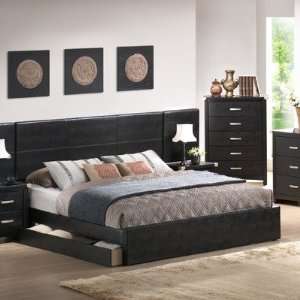  Platform Bed in Black Vinyl Size Queen Furniture & Decor