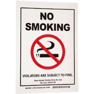   Polyester Black And Red On White Color New Jersey No Smoking Sign