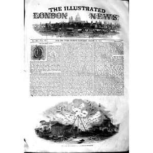    1845 EXLPOSION SAMUDA WORK BLACKWALL ANTIQUE PRINT