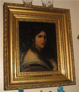 ANTIQUE Italian Renaissance Girl Portrait Oil Painting.  