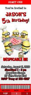 Despicable Me Minions Birthday Party Ticket Invitations  