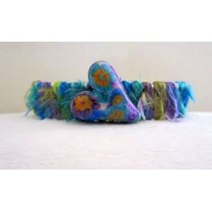   Blue Purple Heart Fabric Bracelet (Blue/Purple/Green) Jewelry