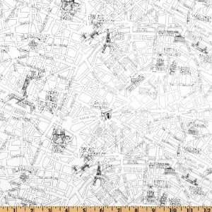   In Paris Map Black/White Fabric By The Yard Arts, Crafts & Sewing