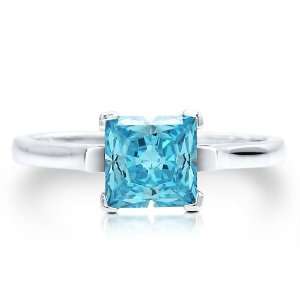  Blue Topaz Cubic Zirconia CZ Solitaire Ring   Nickel Free Prom 
