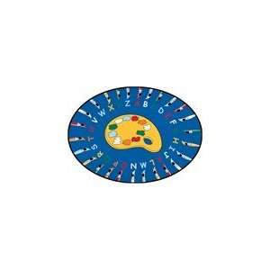  Learning Carpet CPR417   Paintbrushes Educational Rug Oval 