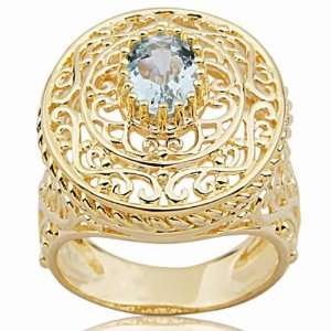  Gold Over Sterling Silver Sky Blue Topaz Cameo Inspired Ring Jewelry