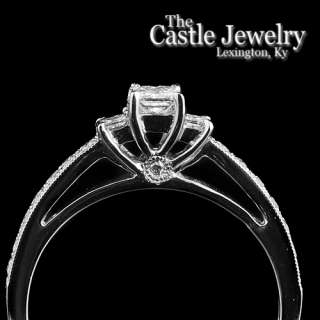 Ct Three Princess Cut Diamond Engagement Ring Set Pave Diamond 