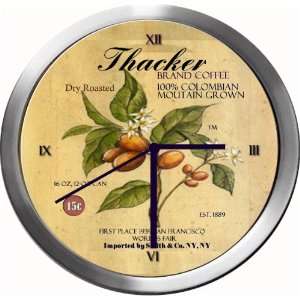  THACKER 14 Inch Coffee Metal Clock Quartz Movement 